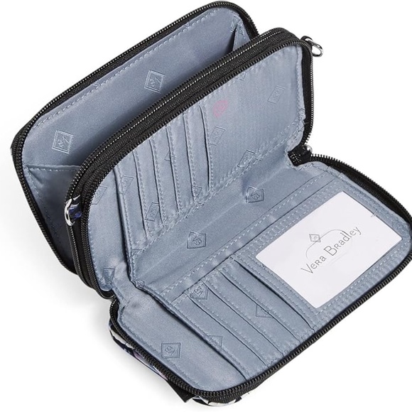 Vera Bradley RFID All in One Crossbody Bag Plum Pansies - Picture 11 of 13